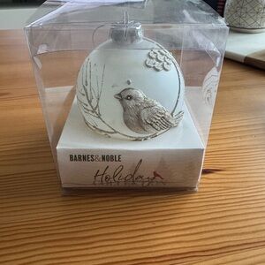 Barnes & Noble Gold and White Bird Ornament